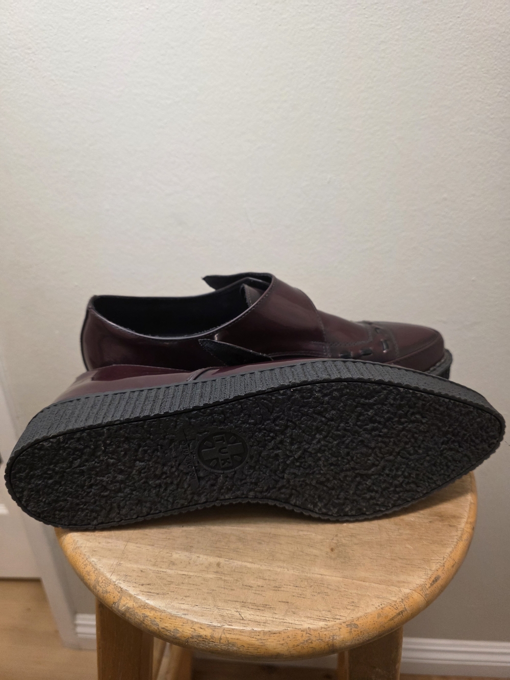 T.U.K. Men's Burgundy Monk Strap Creeper Shoes - Picture 5 of 5